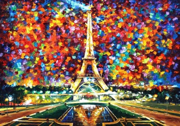 Quadro Decorativo Espatulado Colorido Paris - 1