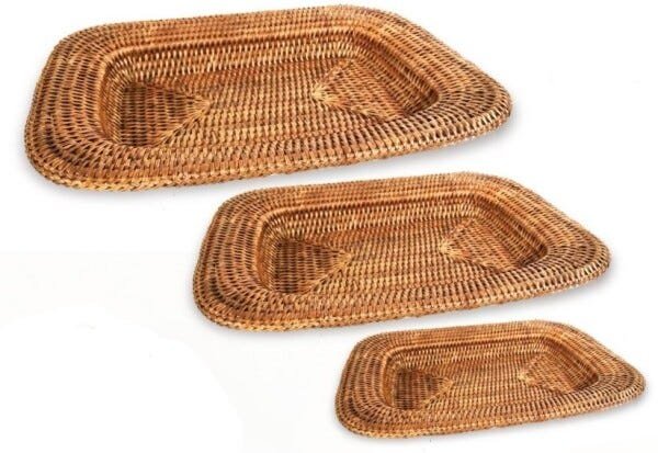 Centro de mesa retangular em rattan naural BAHAY - Médio 37.5x29.5x4 cm - 1