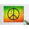 kit 4 Quadros Decorativos Símbolo da Paz com Cores do Reggae - 1