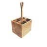 100003 - Suporte quadrado multiuso em rattan natural BAHAY com 4 compartimentos - 18x16x16 cm - 1