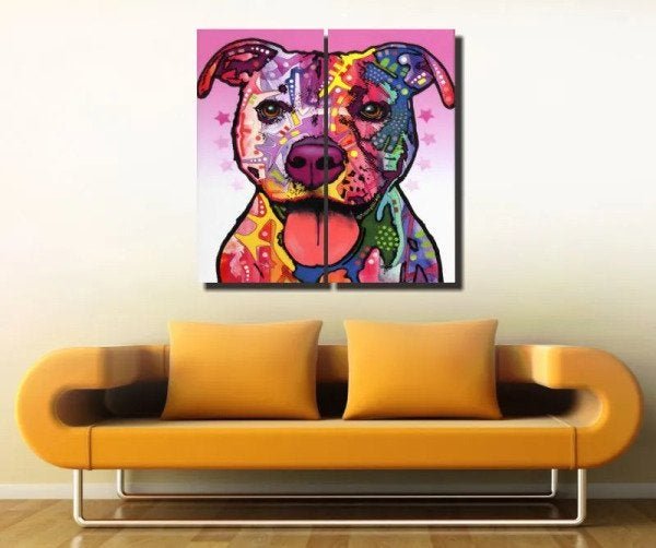Quadro Cachorro Pitbull Moderno 2 Peças - 2