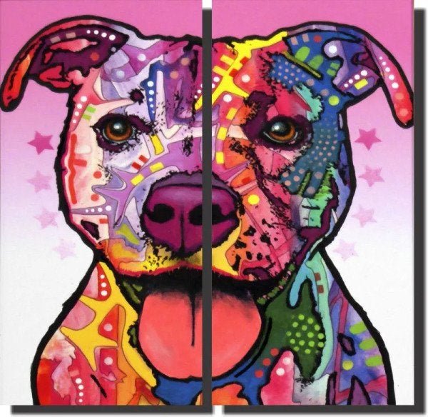 Quadro Cachorro Pitbull Moderno 2 Peças - 1