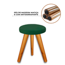 Ver imagem 3 de Banqueta Puff JB Redondo Luxo Sala Com Pés De Madeira Maciça