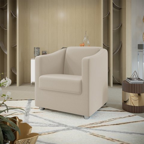 Poltrona Decorativa Mariana Suede Bege Dal Poz Estofados