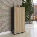 Ver imagem 1 de Armário Alto para Escritório com 2 Portas Pivotantes P25 Preto/Noce Marromle