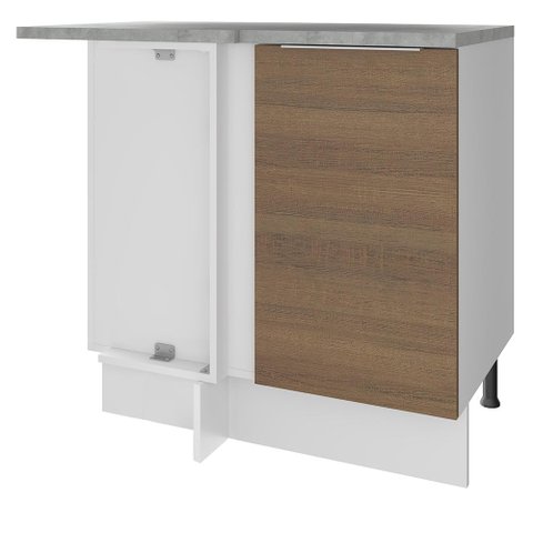 Balcão de Canto Madesa Stella 1 Porta Branco/Rustic