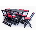 Ver imagem 1 de Mesa Dobrável com 6 Cadeiras Estofadas 120x70 Vermelho