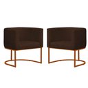Ver imagem 2 de Kit4 Poltronas Reforçada Decorativa Sala Estar Jantar Gabriela Base Ferro Bronze Suede:marrom