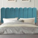 Ver imagem 1 de Painel Estofado Luxo Nuvem Alanis 195cm King Size para Cama Box Suede Azul Turquesa - Gat Magazine