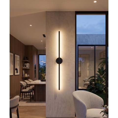Arandela de Parede LED 100cm Luz Indireta Preta Moderna My Lamp Store LED: 3000k Branco Quente 220V