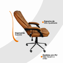 Ver imagem 7 de Cadeira de Escritório Presidente Reclinável Ergonômica - Marrom