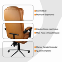 Ver imagem 5 de Cadeira de Escritório Presidente Reclinável Ergonômica - Marrom