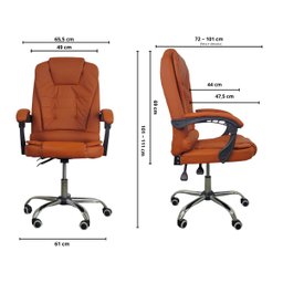 Cadeira de Escritório Presidente Reclinável Ergonômica - Marrom - 9