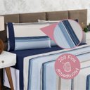 Ver imagem 2 de Jogo de Lençol Queen 4 Peças Estampado Urbe 200 Fios Floral Azul e Bege Casa Dona