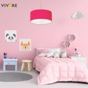 Ver imagem 3 de Lustre Pendente Cilíndrico Md-4099 Cúpula em Tecido 40x25cm Rosa Pink - Bivolt