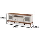 Ver imagem 3 de Rack Linz 2 Portas Vidro 2 Gavetas Pés Luis Xv 75 X 195 X 40 Cm (a X L X P) - Cor Offwhite/imbuia
