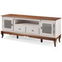 Ver imagem 2 de Rack Linz 2 Portas Vidro 2 Gavetas Pés Luis Xv 75 X 195 X 40 Cm (a X L X P) - Cor Offwhite/imbuia