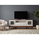 Ver imagem 1 de Rack Linz 2 Portas Vidro 2 Gavetas Pés Luis Xv 75 X 195 X 40 Cm (a X L X P) - Cor Offwhite/imbuia