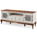 Ver imagem 5 de Rack para TV até 75 Polegadas 195cm 2 Portas Vidro 2 Gavetas Prateleira Interna Pés Luis Xv