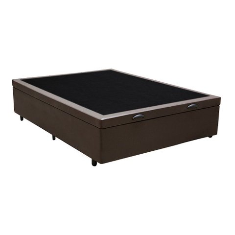 Base Box Bau Solteirão Premium Santo Box Sintético 47x128x188:marrom