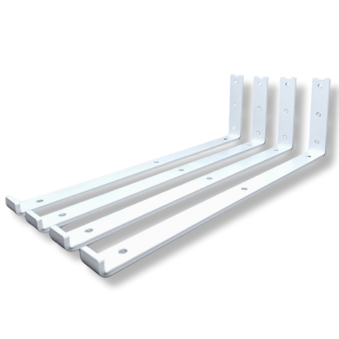 4 Suportes 40cm Design em L Mão Francesa para Prateleira Aço Resistente Fixo de Parede