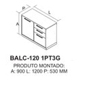 Ver imagem 2 de Balcão 1 Porta 3 Gavetas 120cm S/ Tampo e Dobradiças Slow Motion Essence - Itatiaia Fendi