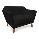 Ver imagem 4 de Namoradeira 2 Lugares Pérsia Suede Preto Pés Chanfrado Castanho - Pallazio
