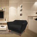 Ver imagem 2 de Namoradeira 2 Lugares Pérsia Suede Preto Pés Chanfrado Castanho - Pallazio