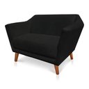Ver imagem 3 de Namoradeira 2 Lugares Pérsia Suede Preto Pés Chanfrado Castanho - Pallazio