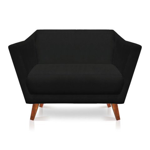 Namoradeira 2 Lugares Pérsia Suede Preto Pés Chanfrado Castanho - Pallazio