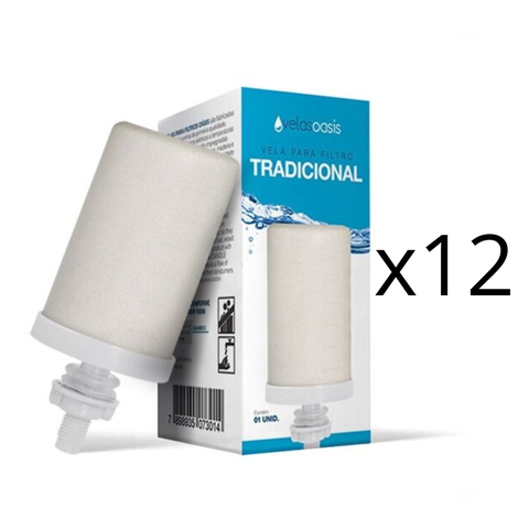 Kit 12 Un Vela Tradicional Oasis P Filtro Agua P Gravidade