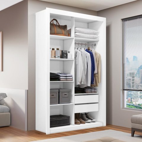 Closet Solteiro 2 Gavetas Branco Amoudi Móveis