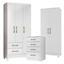 Ver imagem 1 de Guarda Roupa Infantil Lima com Cômoda Ms913 e Armário Multiuso Jade Branco Brilho – Moval