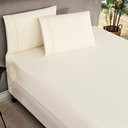 Ver imagem 1 de Jogo Cama Lençol Home Basic Casal 180 Fios C/ Ponto Palito 3 Peças - Palha