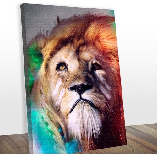 Quadro decorativo Leão Colorido Lion Colors Universe MidiaPopArte - Premium  Fine Art:90x120/Chassi d