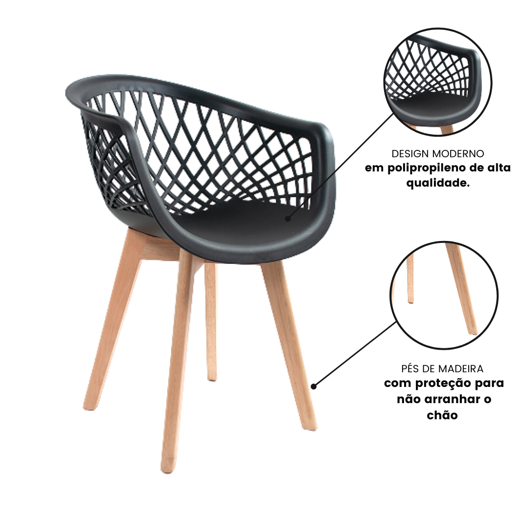 Cadeira Eames Design Wood Web Preta - 5