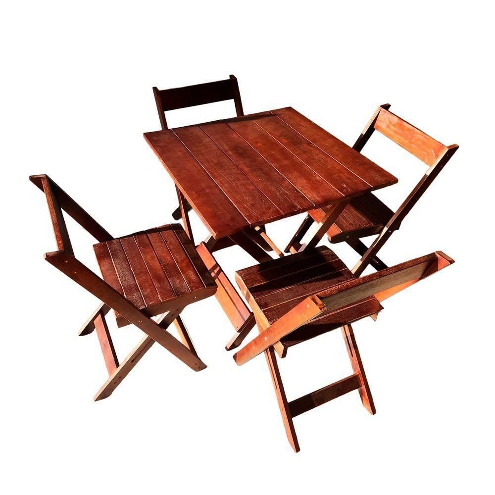 Conjunto de Mesa 4 Cadeiras Dobráveis em Madeira Area Gourmet Imbuia ...