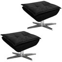 Ver imagem 1 de Kit 2 Puff's Decorativos Base Giratória Cromada Charger Suede Preto - Gran Belo