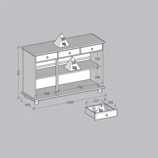 Balcão 3 Portas 100% Madeira Maciça Cozinha Bancada Rústica:freijo - 2