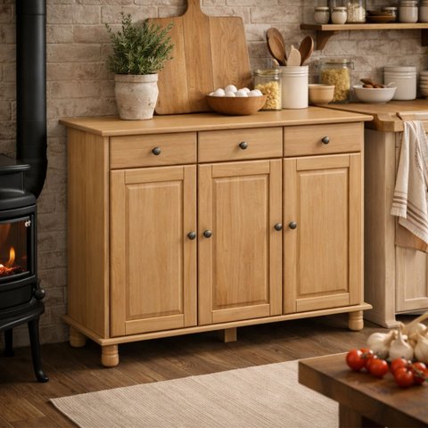 Balcão 3 Portas 100% Madeira Maciça Cozinha Bancada Rústica:freijo