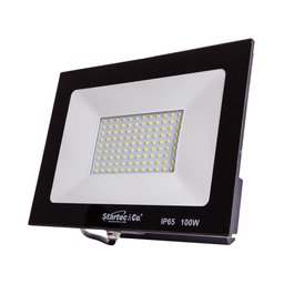Refletor Holofote Led 100W Bivolt Blindado Resistente à água IP65 Cor Preto Luz Branca 6500K - 1