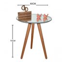 Ver imagem 3 de Mesa de Canto Pés Palito Amadeirado com Espelho Redondo MDF Madeira 60cm Off White Decoraper