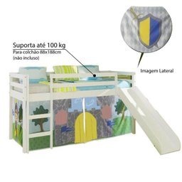 Cama Infantil com Escorregador e Tenda Castelo Cavaleiro - C - 7 Cama Infantil com Escorregador e Tenda Castelo Cavaleiro - C - 7