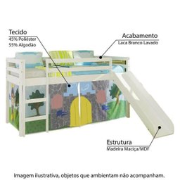 Cama Infantil com Escorregador e Tenda Castelo Cavaleiro - C - 6 Cama Infantil com Escorregador e Tenda Castelo Cavaleiro - C - 6