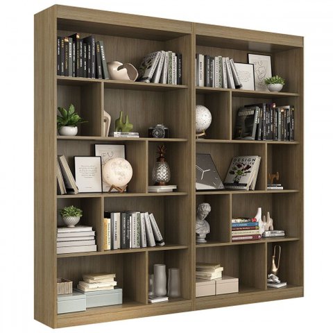 Estante para Livros 8 Prateleiras Avelã Tx Cj-005 - Hecol Móveis