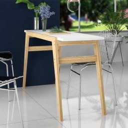 Mesa de Cozinha com Pés em Madeira Brv - Branco/pinus - 1