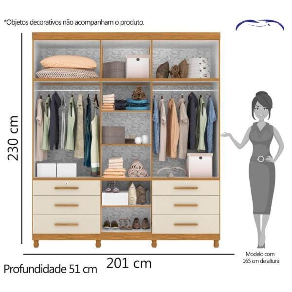 Guarda-Roupa Casal Triton Plus 11 Portas com Espelho - Grife - 4