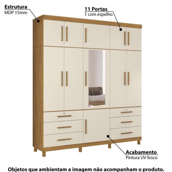 Guarda-Roupa Casal Triton Plus 11 Portas com Espelho - Grife - 6