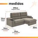 Ver imagem 3 de Sofá Retrátil e Reclinável 3 Lugares 2,10m com Porta Copos Slim Stanley Castor