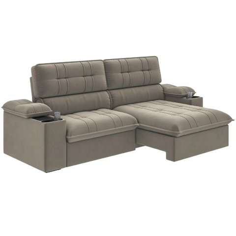 Sofá Retrátil e Reclinável 3 Lugares 2,10m com Porta Copos Slim Stanley Castor